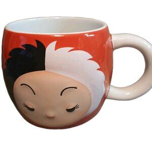 Disney Store REd Tsum Tsum Cruella De Vil Ceramic Coffee Mug Cup Large Heavy
